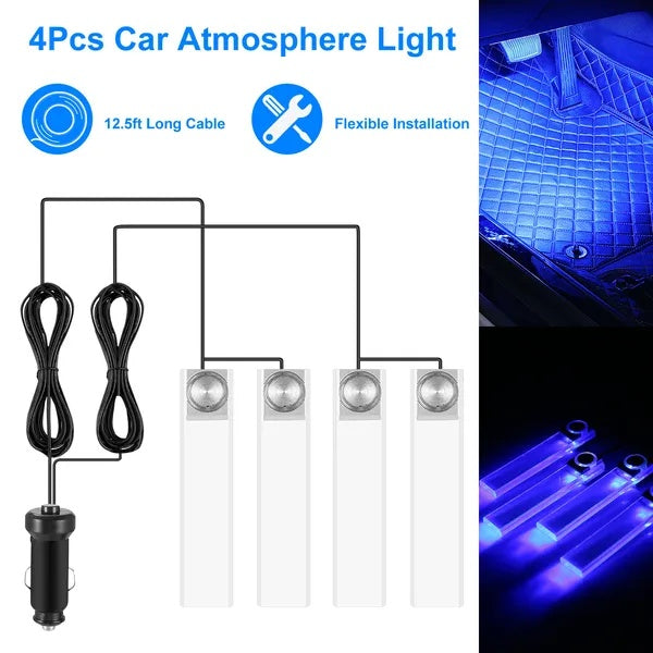 SR Luxe Car Ambient Lighting Kit – Ultra-Bright USB Interior LED Strips (Blue Edition)