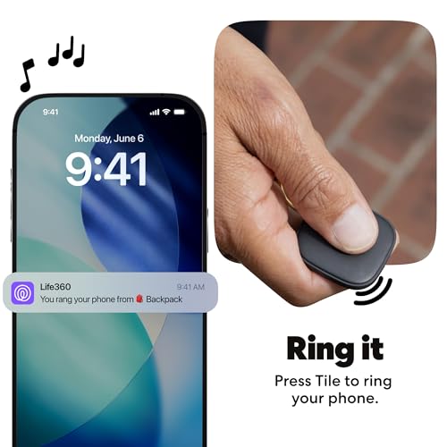 Smartphone with app notification and person pressing a device labeled 'Ring it'.