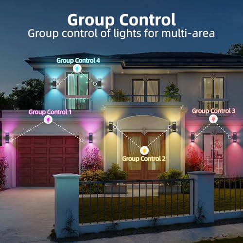 Zinola Outdoor Smart Wall Lights (2-Pack) - RGB Color Changing & Dusk to Dawn Sensor