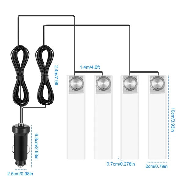 SR Luxe Car Ambient Lighting Kit – Ultra-Bright USB Interior LED Strips (Blue Edition)