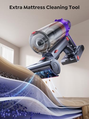 Vacuum cleaner with extra mattress cleaning tool on a mattress