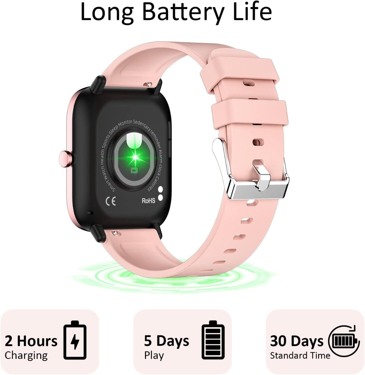 "Smartwatch with long-lasting battery life"
