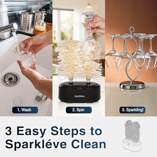 Sparkléve Home Glassware Polisher | Automatic Spinning Glass Dryer & Buffer
