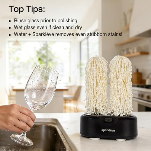 Sparkléve Home Glassware Polisher | Automatic Spinning Glass Dryer & Buffer