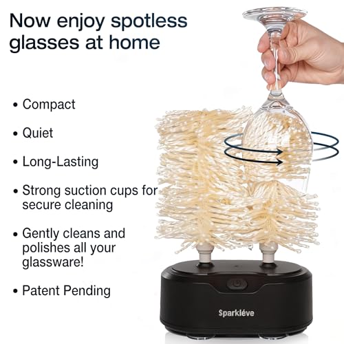 Sparkléve Home Glassware Polisher | Automatic Spinning Glass Dryer & Buffer
