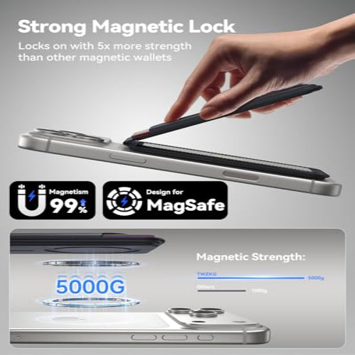 Smartphone with a magnetic case being attached, highlighting the strong magnetic lock feature.