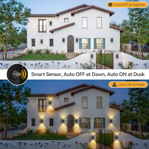 Zinola Outdoor Smart Wall Lights (2-Pack) - RGB Color Changing & Dusk to Dawn Sensor