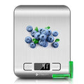 Etekcity digital kitchen scale with blueberries on a white background