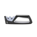 Knife sharpener with black and gray design on a white background