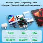 Multibar with multiple devices connected and charging capabilities on a blue background