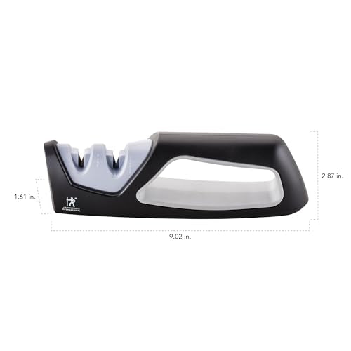 Knife sharpener with dimensions labeled on a white background